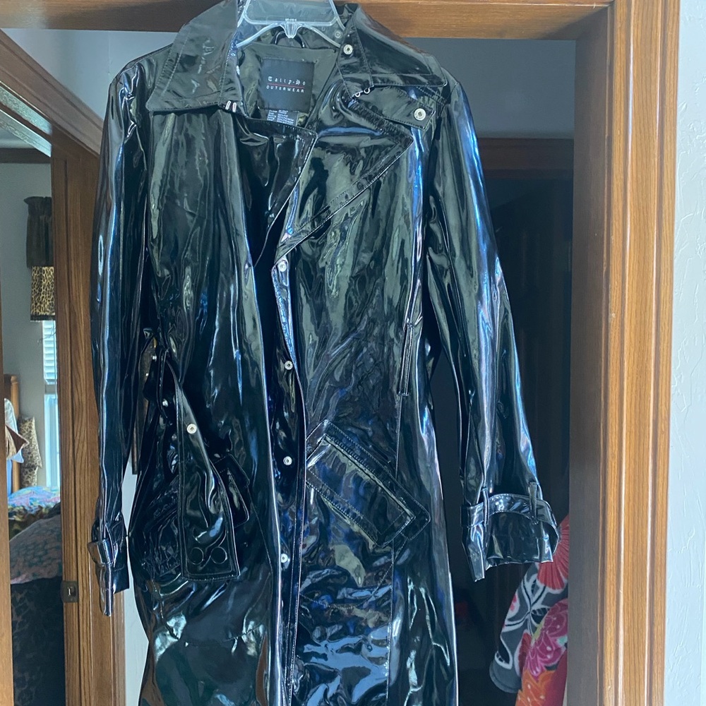 Shiny Black Trench Coat
